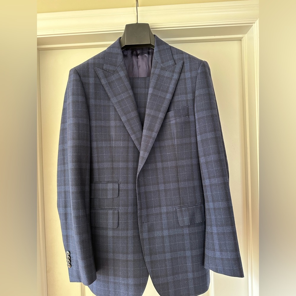 Atelier Munro - Navy Blue Check Suit - 40R